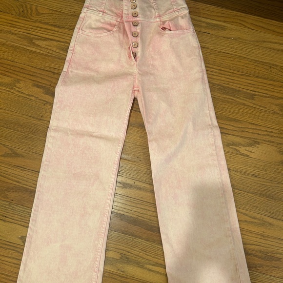 Ulla Johnson high waisted wide leg pink jeans - Picture 6 of 7
